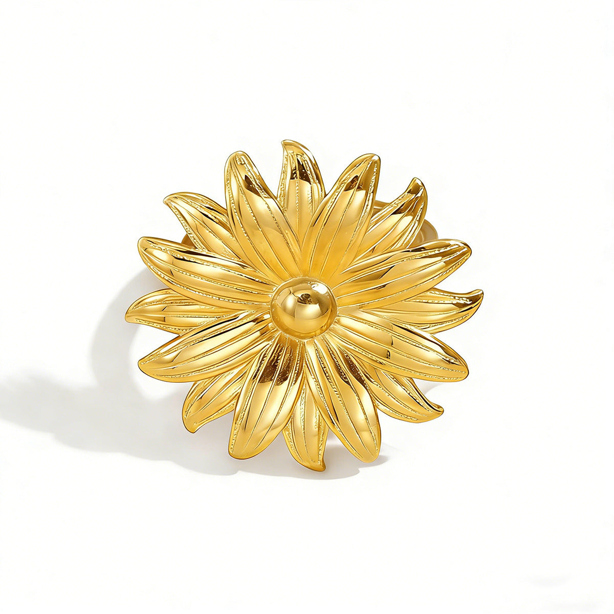 Women's Daisy Open Stainless Steel Sunflower Titanium Ring