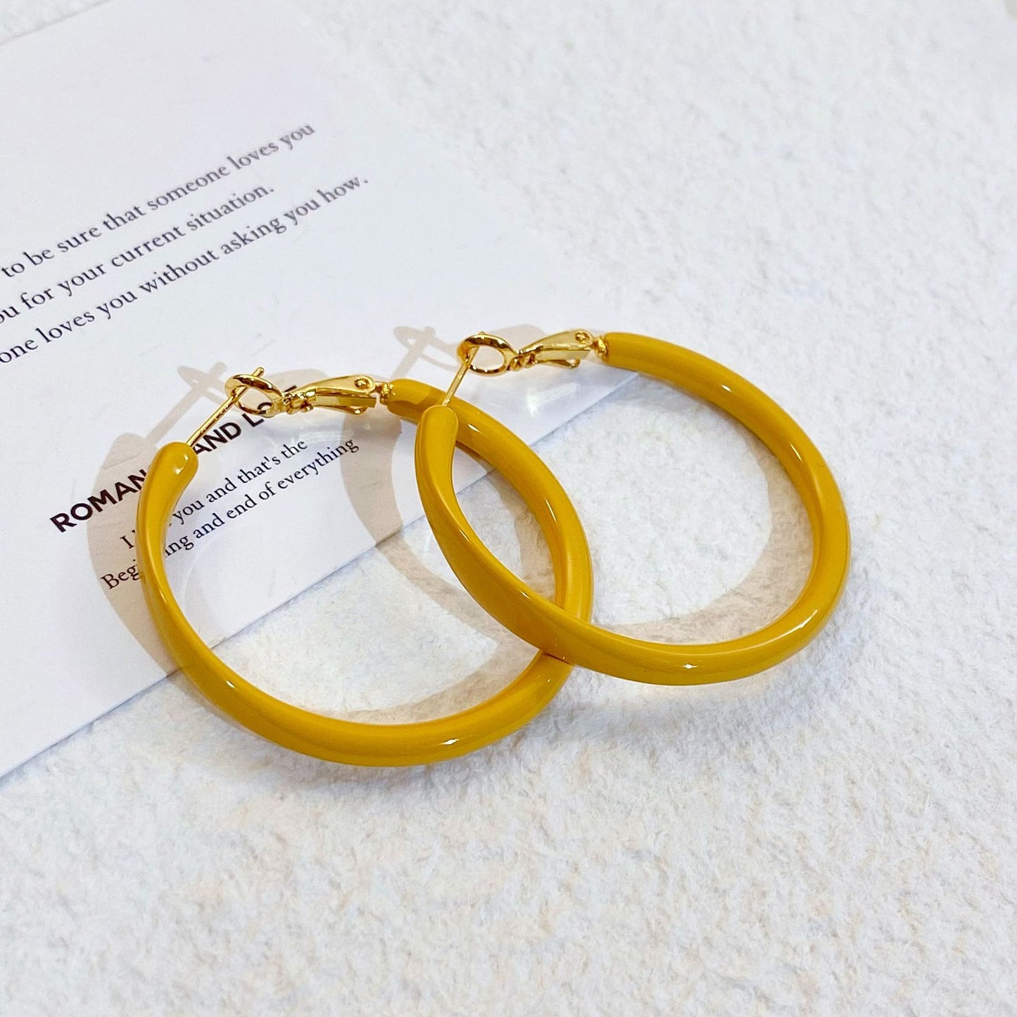 Plated Real Gold Ginger Flower Enamel Drip Glazed Female Sweet Earrings