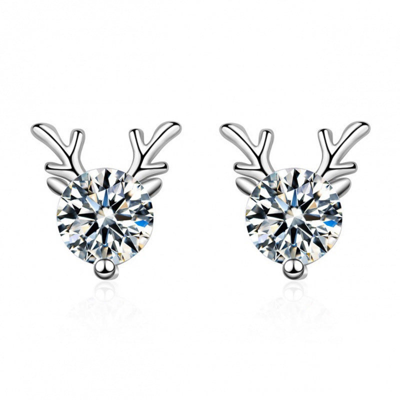 Zircon Sier Needle Love Moissanite Simulation Geometric Earrings