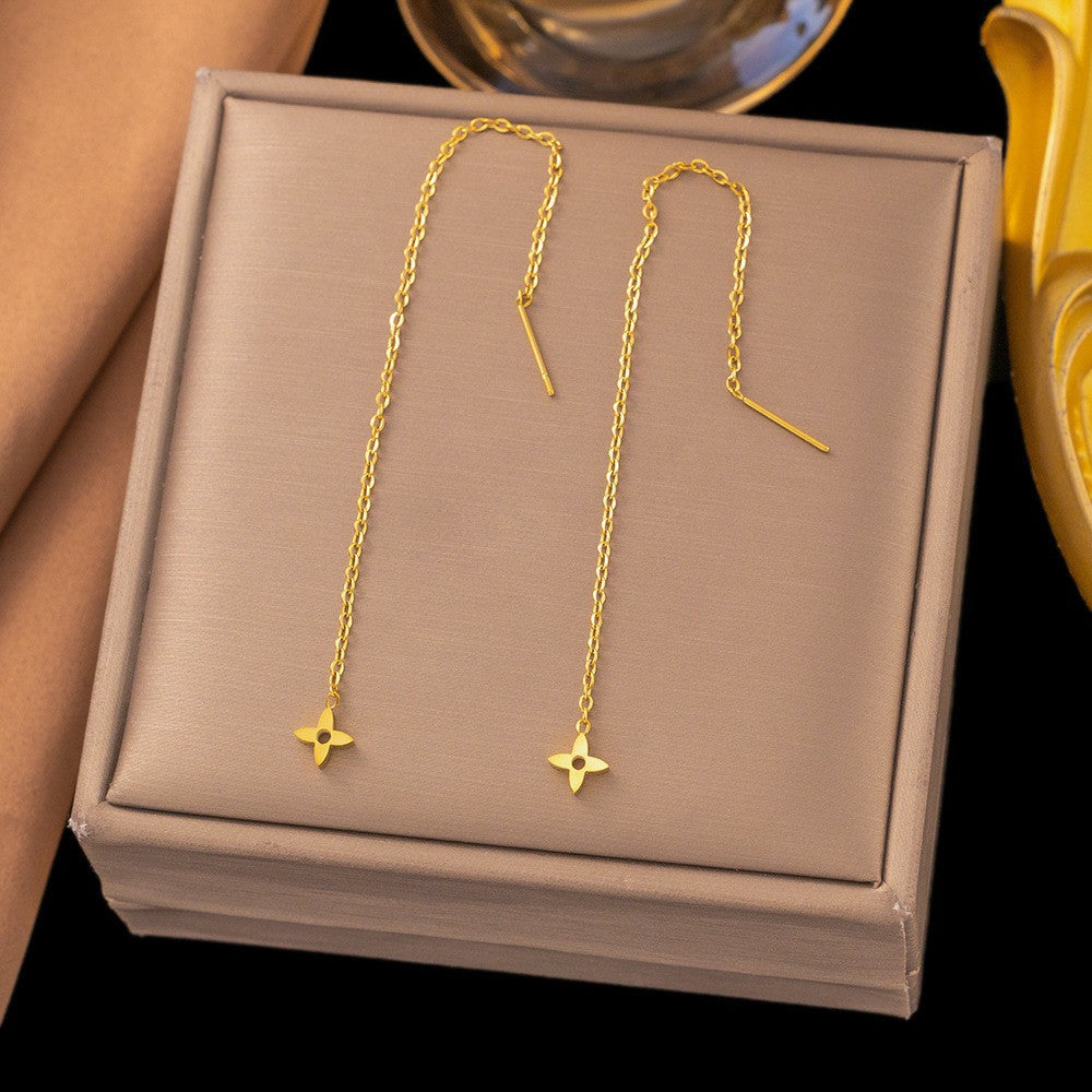Steel Tassel Niche Design Hollow Heart Shaped Love Female Simple Ear Line