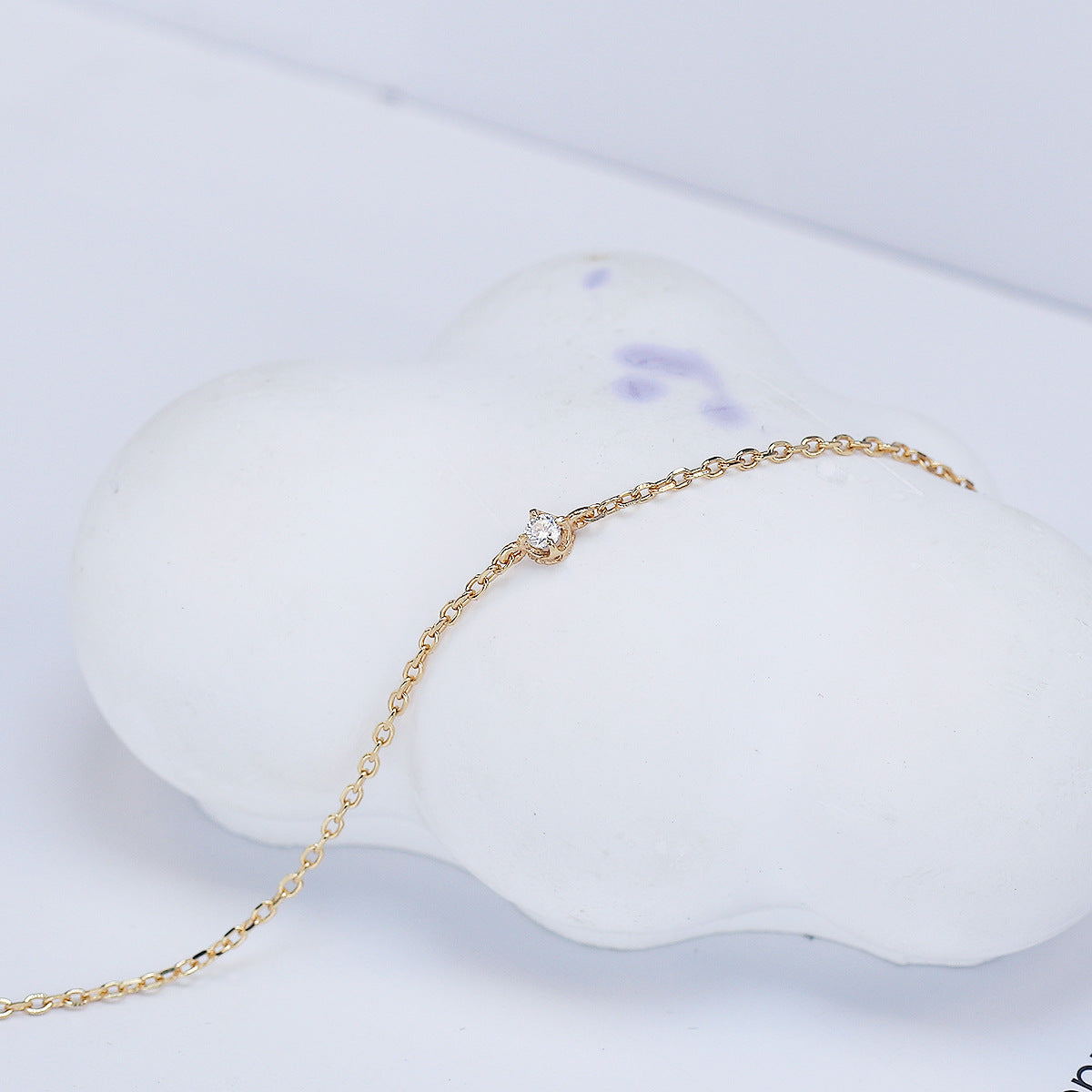 Sterling Sier Gold-plated Single Diamond Style Mild Luxury Bracelets
