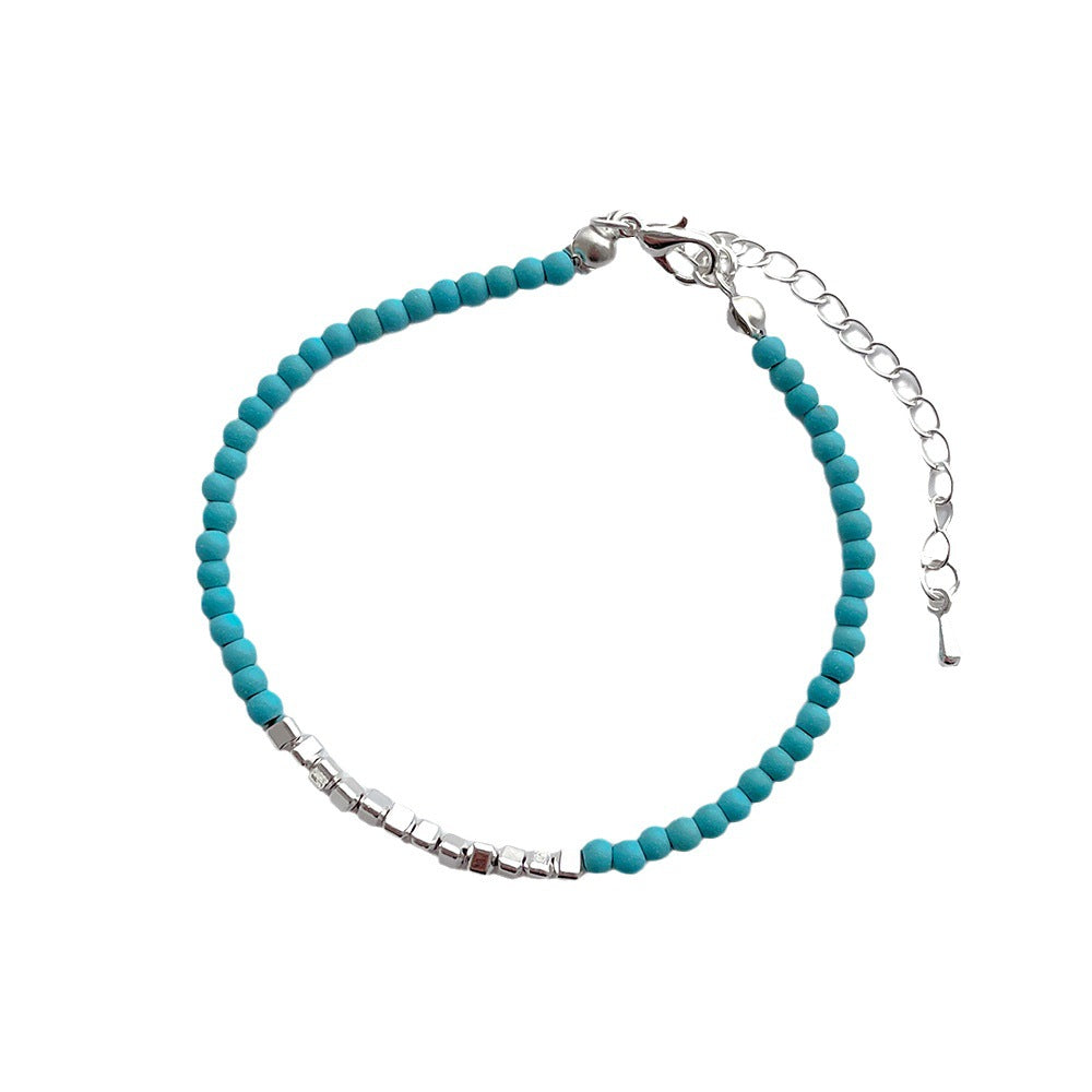 Turquoise Stitching Small Pieces Of Sier Very Fine Vintage Necklace