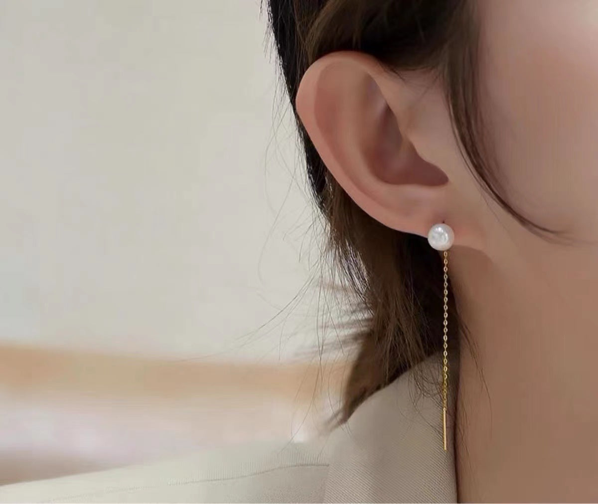 Long Fringed Pearl Trendy Korean Style Temperamental Fairy Fashionable High-grade Ear Line