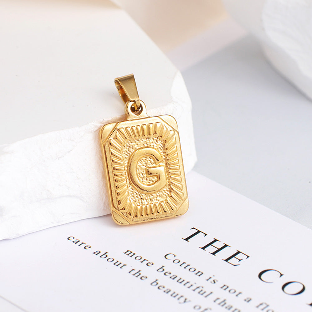 Gold English Letter Tag Simple Sweater Pendants