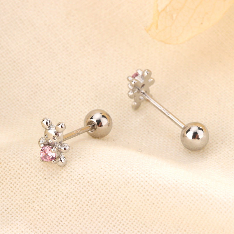 Women's Bear Thread For Small Delicate Eardrops Bone Earrings