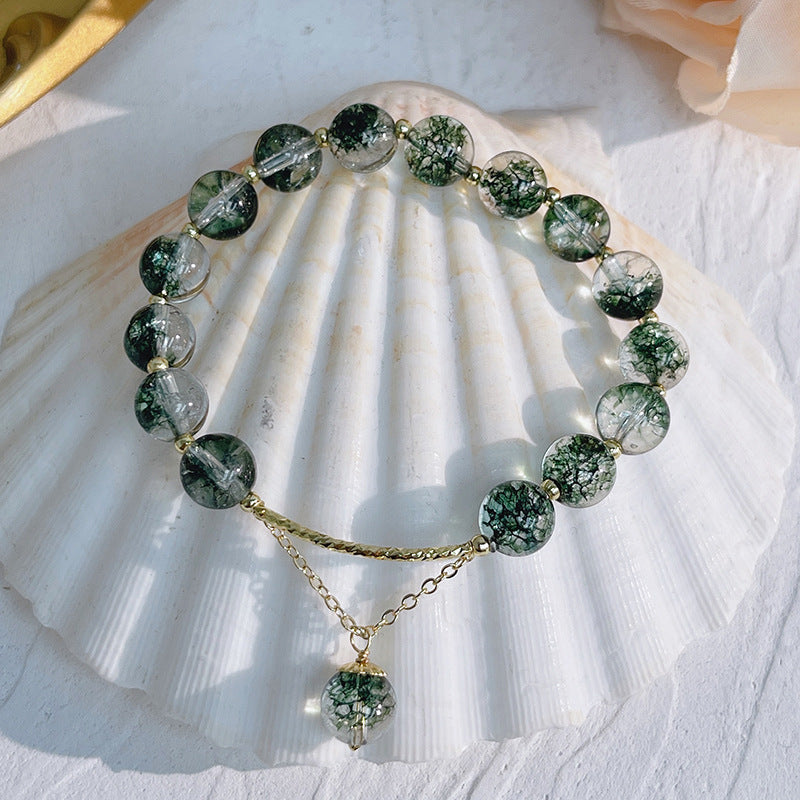 Vacation Style Green Phantom Quartz Graduation Bracelets