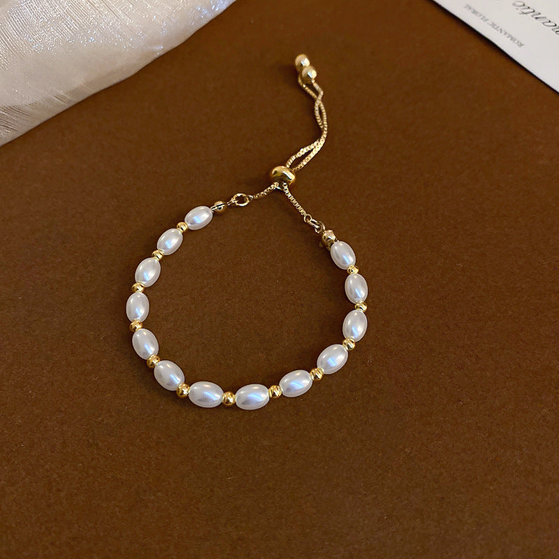 French Retro Smiley Face Bamboo Artificial Jade Personality Trendy Light Bracelets