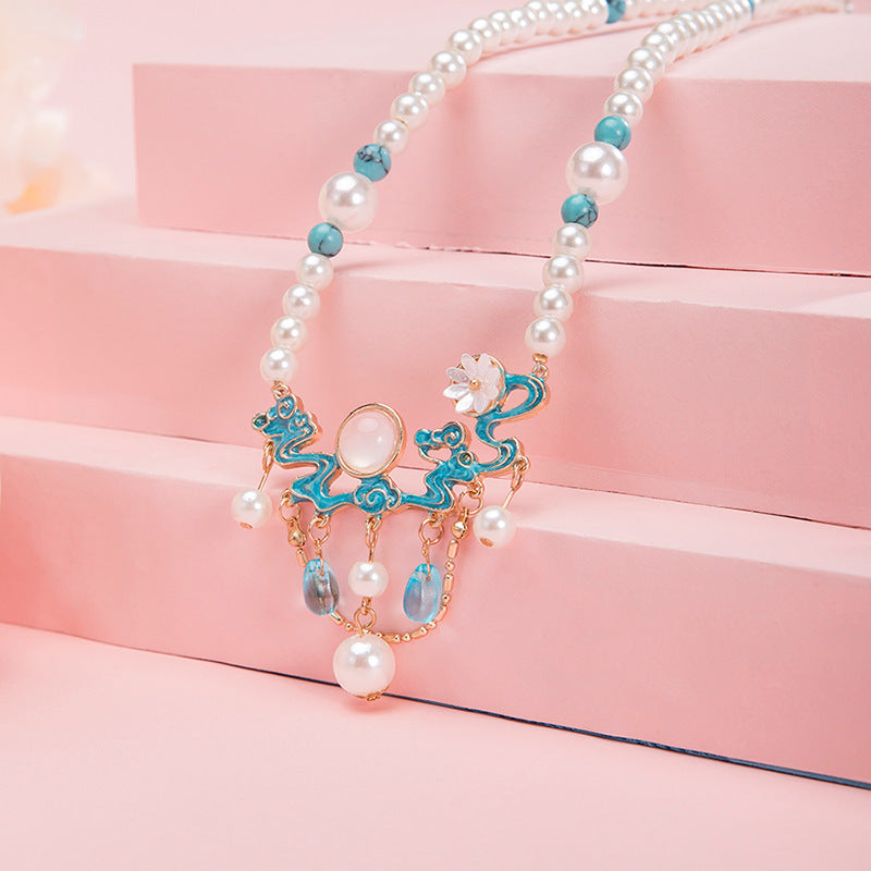 Ming Tang Style Skirt Retro Pearl Necklace