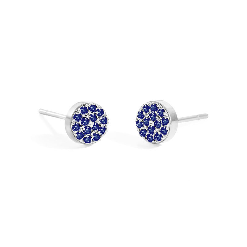 Women's Stainless Steel Petite Round Full Diamond Gold Earrings