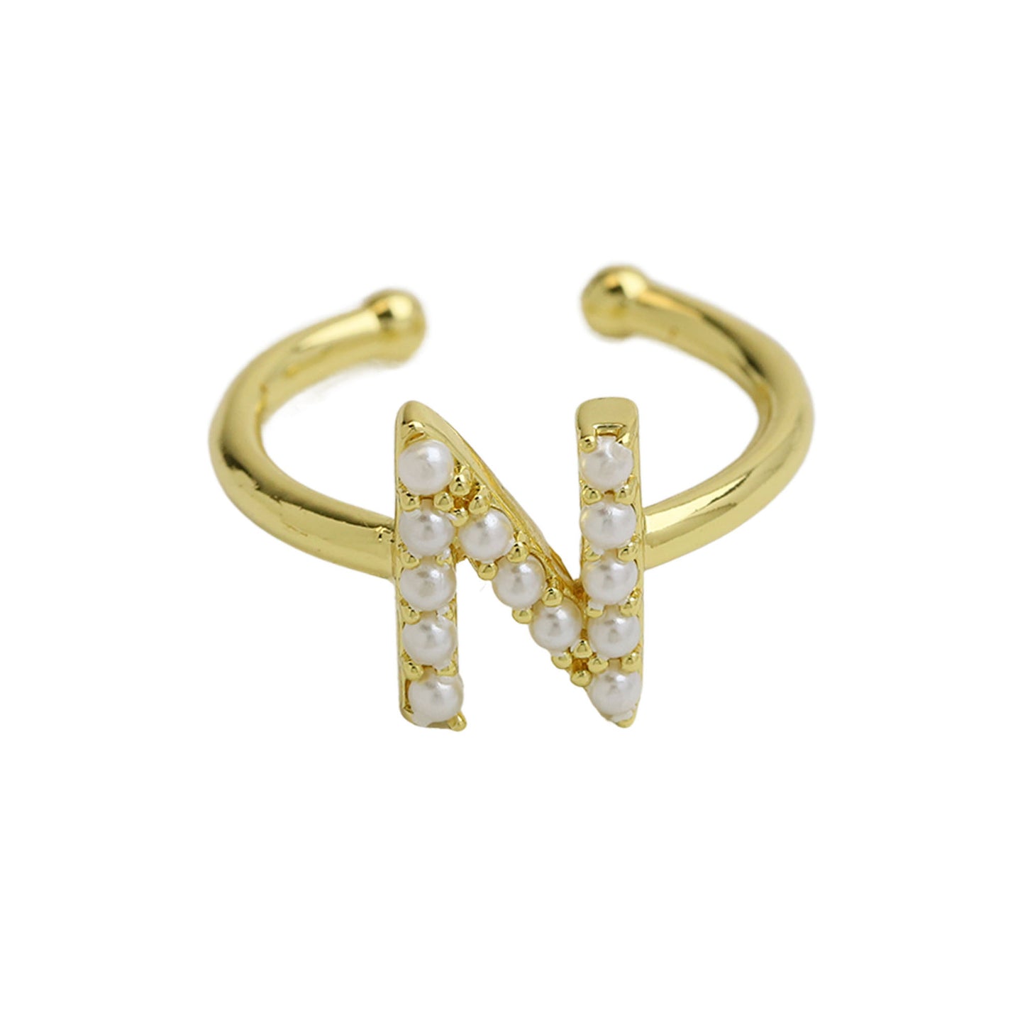 Women's Xi Brass Pearl English Letters Open Rings