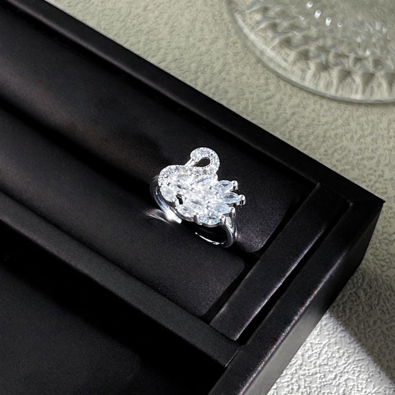 Sweet Style Niche Design Butterfly Flower Female Lace Hollow Out Ring