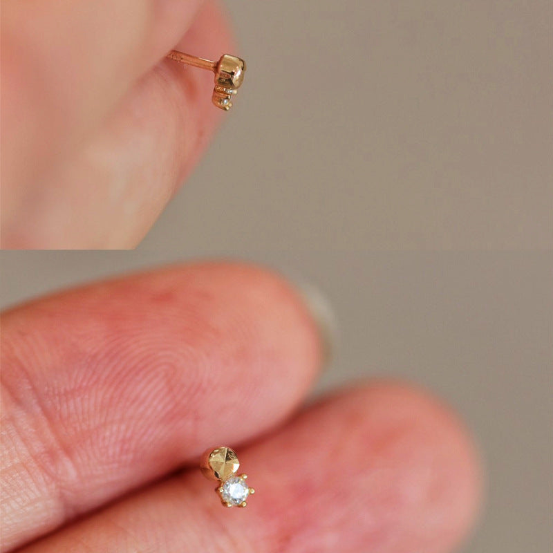 Women's Sier Plated Sneaky Design Invisible Mini Faceted Zircon Low Earrings
