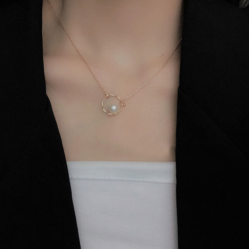 Niche Design Geometric Pearl Female Trendy Cold Simple Graceful Clavicle Necklaces