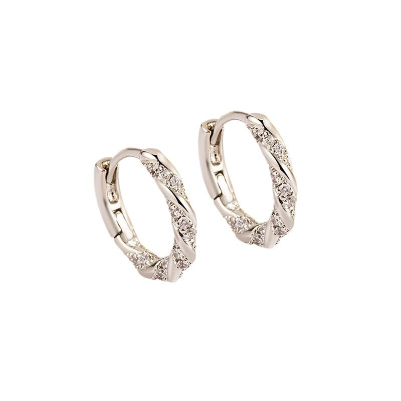 Mobius Clip Simple Korean Style Unique Hoop Zircon Earrings