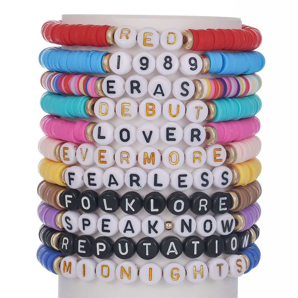 Women's Swift Fan Reputation English Letter Polymer Bracelets