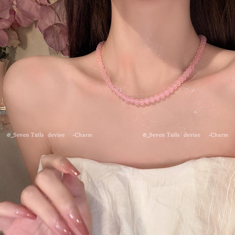 French Natural Cherry Blossom Pink Pearl High-grade Stackable Necklaces
