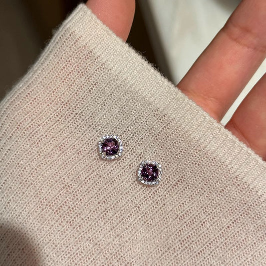 Women's Sterling Sier Needle Purple Cube Sugar High-grade Stud Earrings