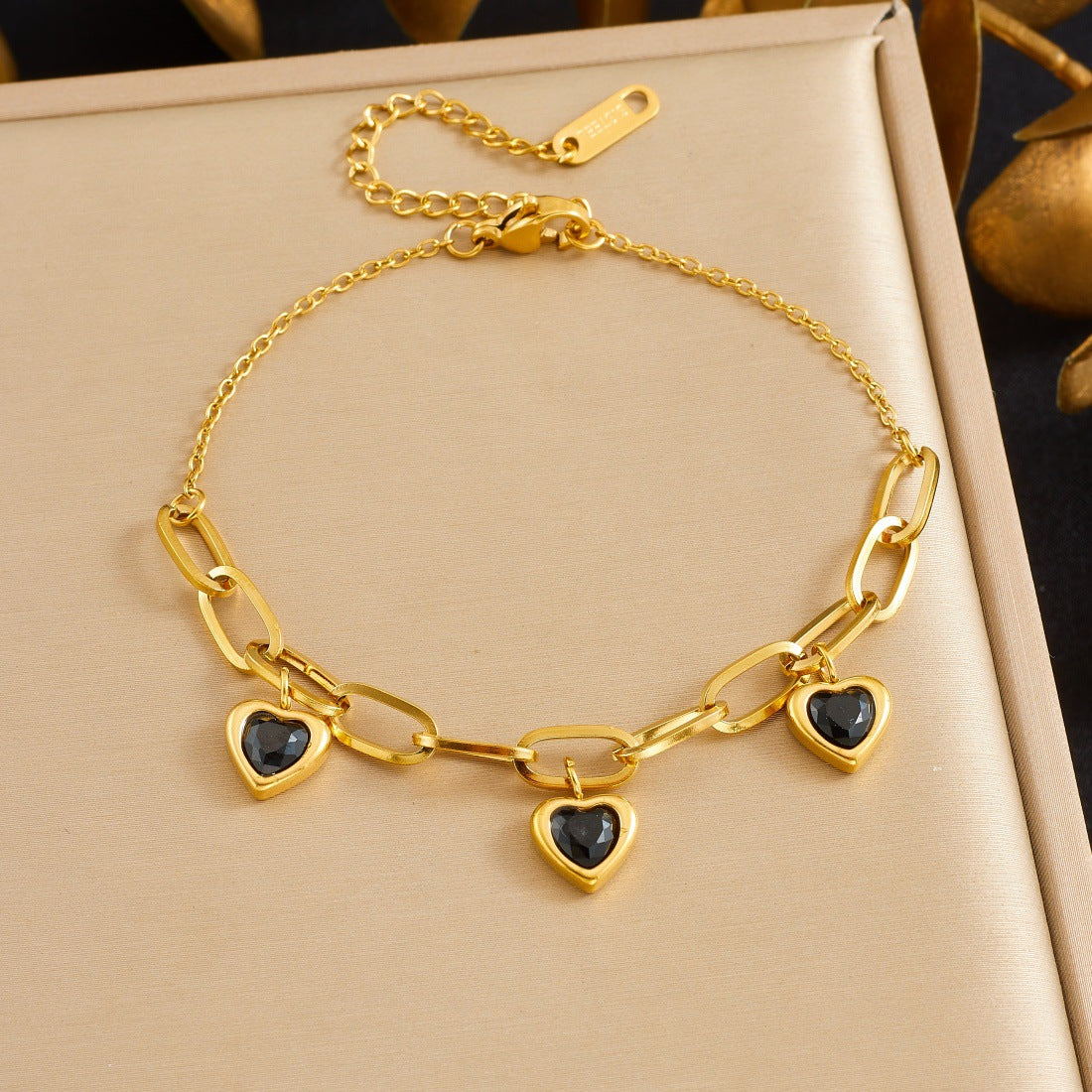 Stainless Steel Exaggerated Design Love Heart Flowers Gold-plated Pendants