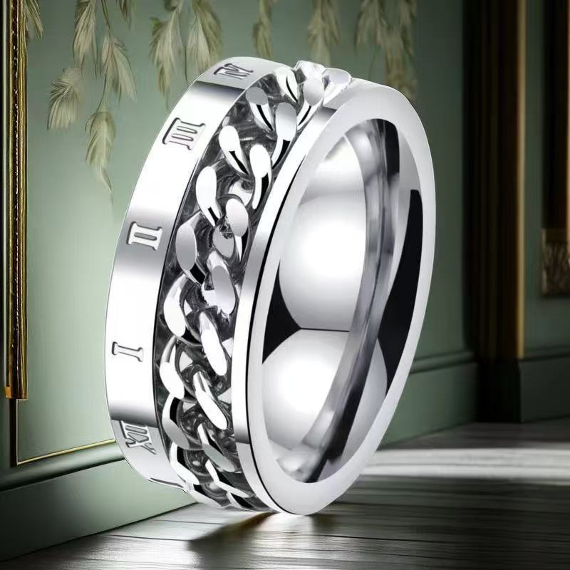 Men's Stainless Steel Chain Niche Trendy Titanium Rings