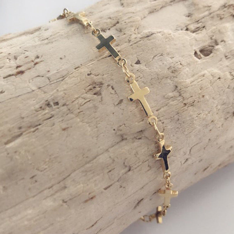 Popular Bohemian Style Metal Cross Chain Bracelet