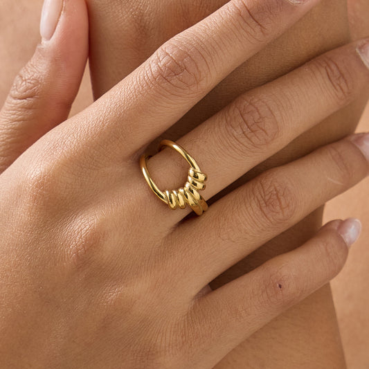 Personalized Knotted Woven Smooth Design Gold-plated Stainless Steel Rings
