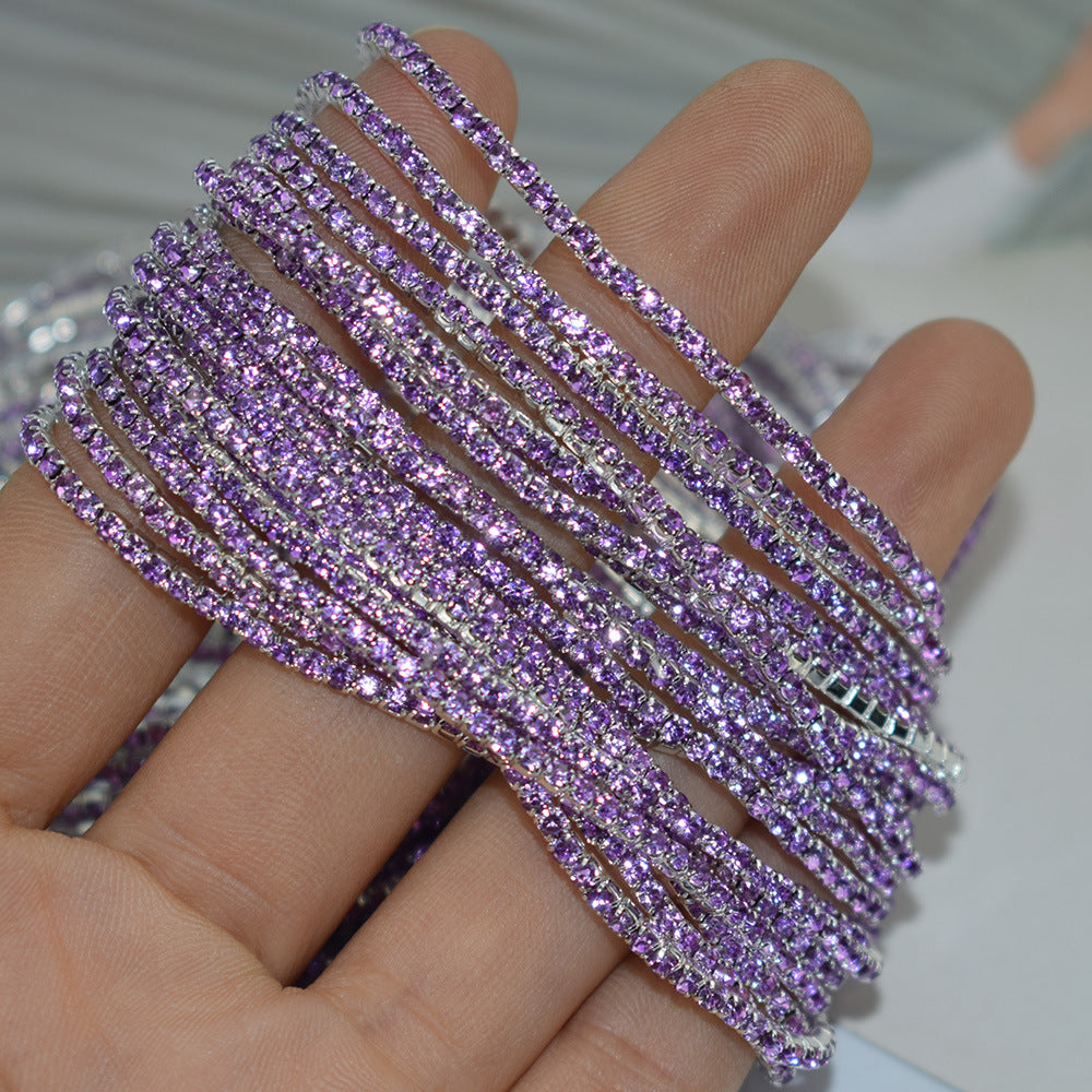 Single Row Indian Rhinestone Thin Stretch Full Bracelets