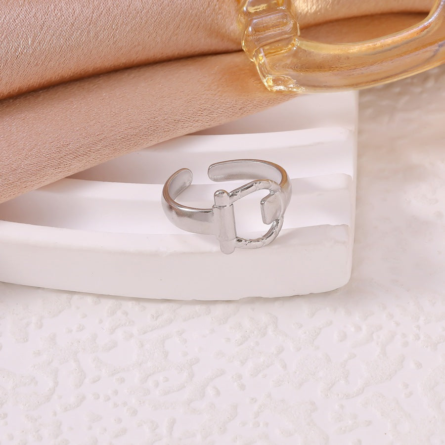 Popular Titanium Steel Female Irregular With Personality Style Simple Ring