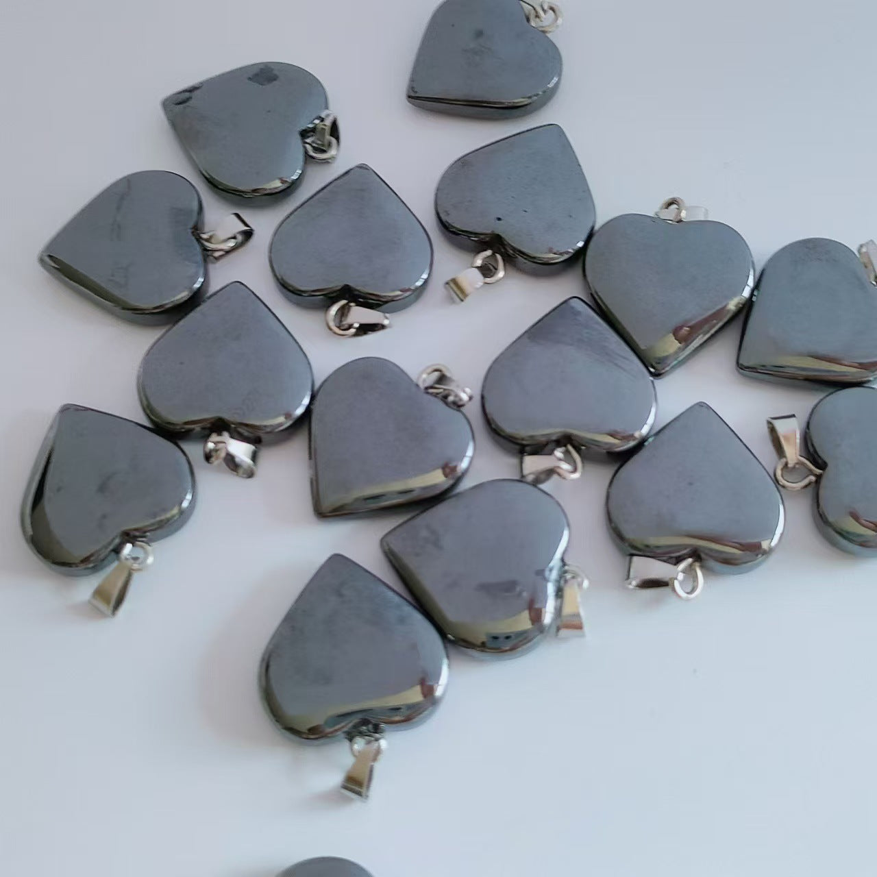 Stone Love Crystal Agate Heart Peach Pendants