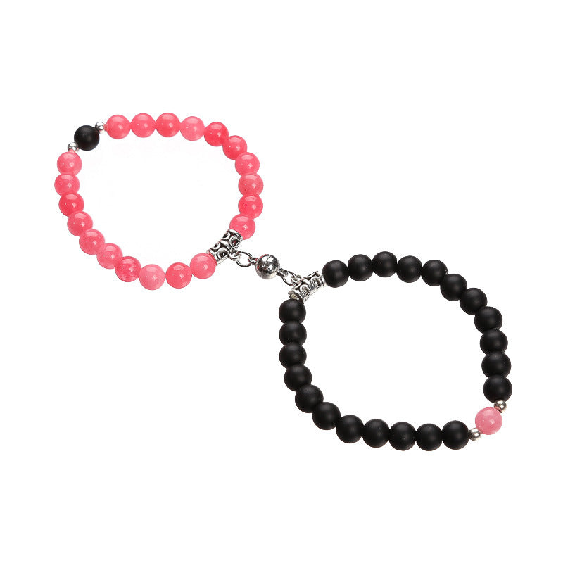 Powder Jade Love Magnetic Buckle Couple Bracelets