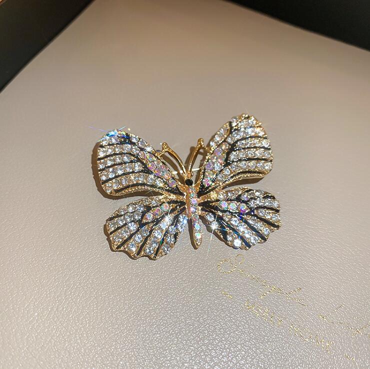 Women's Diamond Butterfly Brooch Wardrobe Malfunction Proof Pin Vintage Suit Earrings