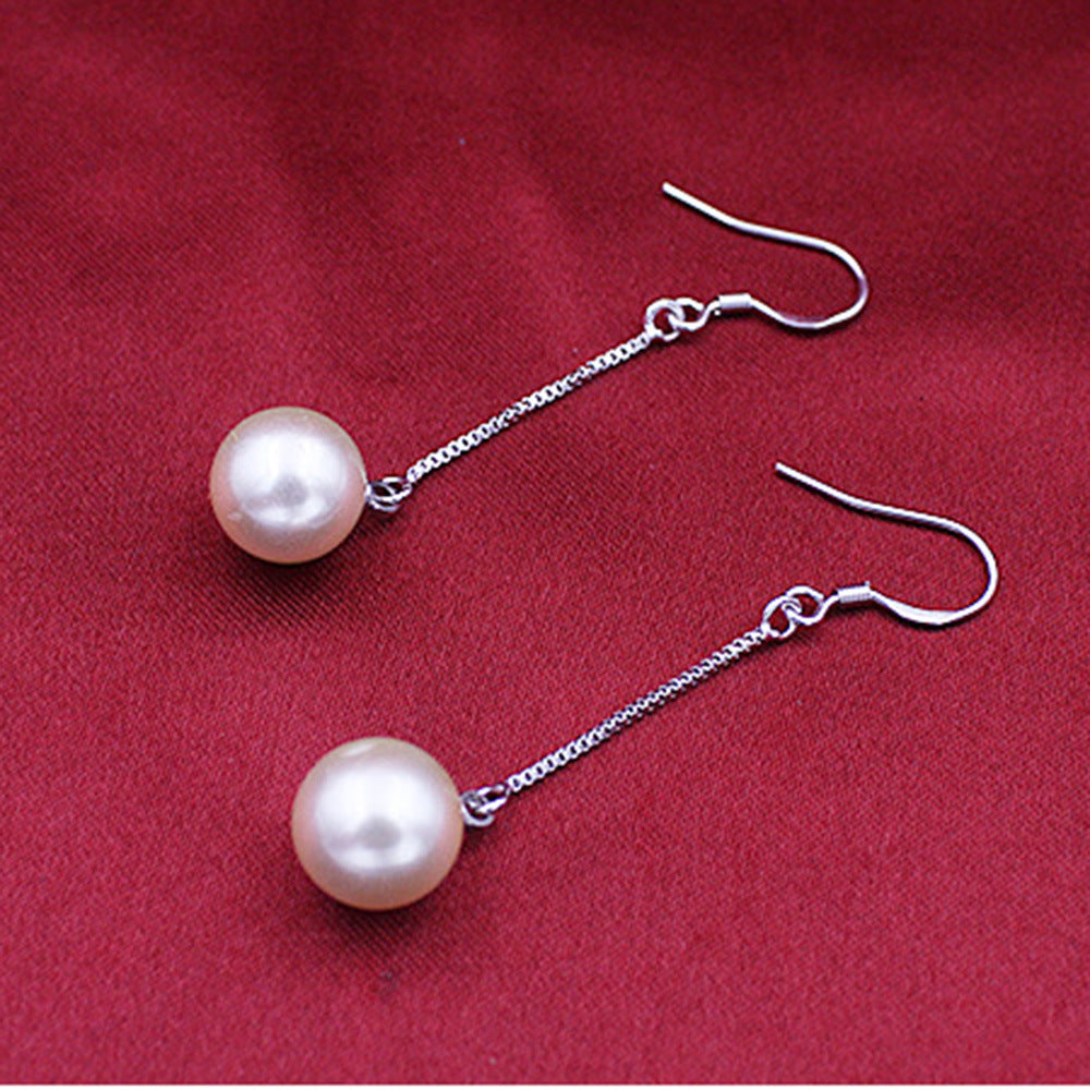 Women's Imitation Pearl Shell Pearls Sier Princess Earrings