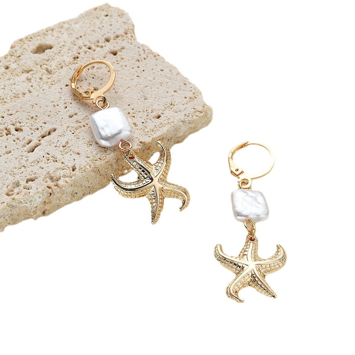 Wind Beach Vacation Lady Shell Starfish Conch Earrings