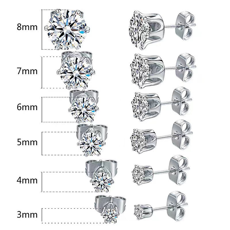 Women's & Men's Personalized Trendy Stainless Steel Rhinestone Zircon Electroplated Stud Earrings