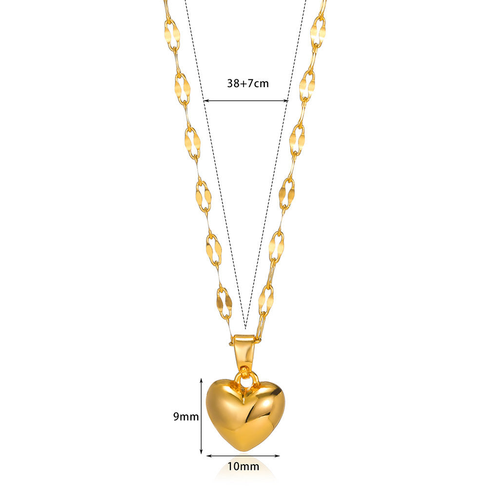 Simple Fashion Gold-plated Peach Heart Clavicle Chain Heart-shaped Necklace