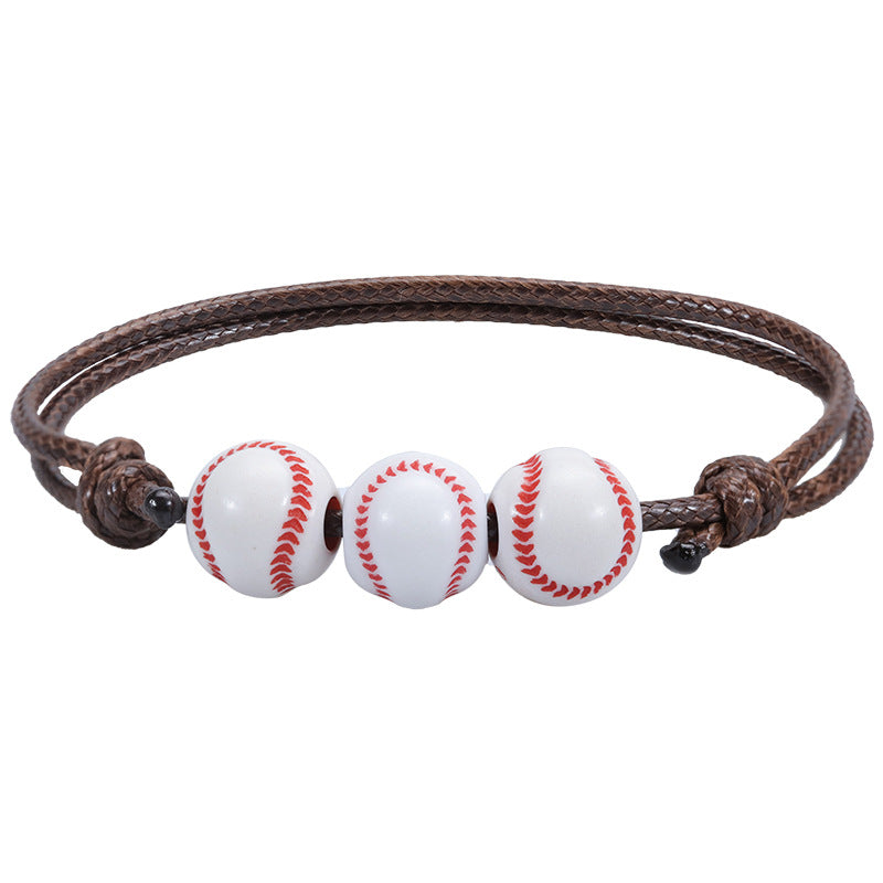 Basketball Baseball Wax Line Woven Softball Tennis Rugby Bracelets