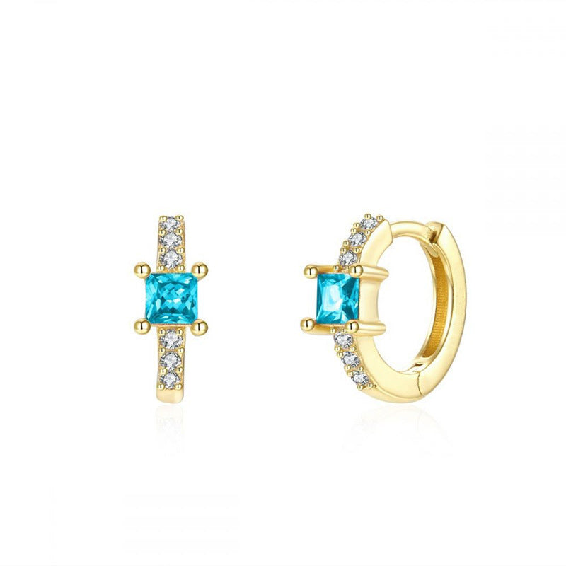 Square Zircon Female Style Light Luxury Design Earrings