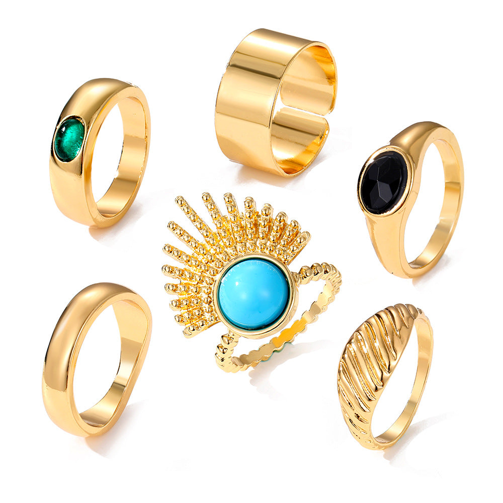 Men's High-grade Retro Emerald Niche Female French Ring