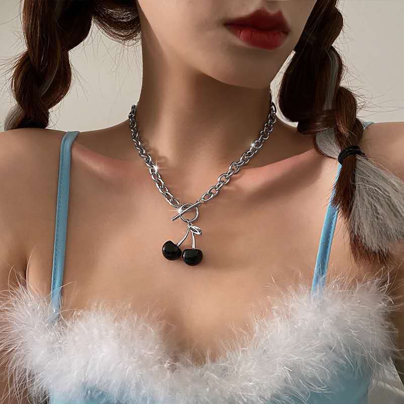 Dark Black Cherry Cool Handsome Retro Temperament Necklaces