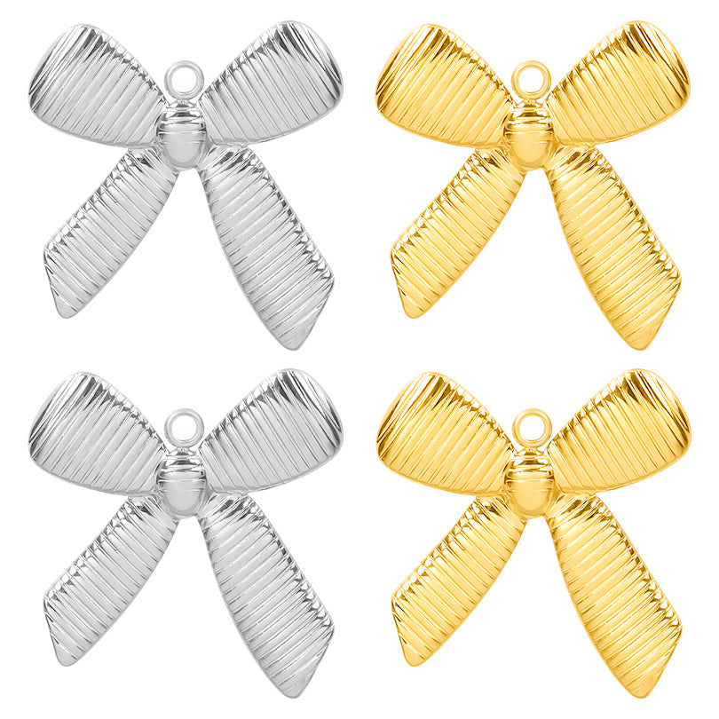 Stainless Steel Golden Bow Fashion Ornaments Pendants