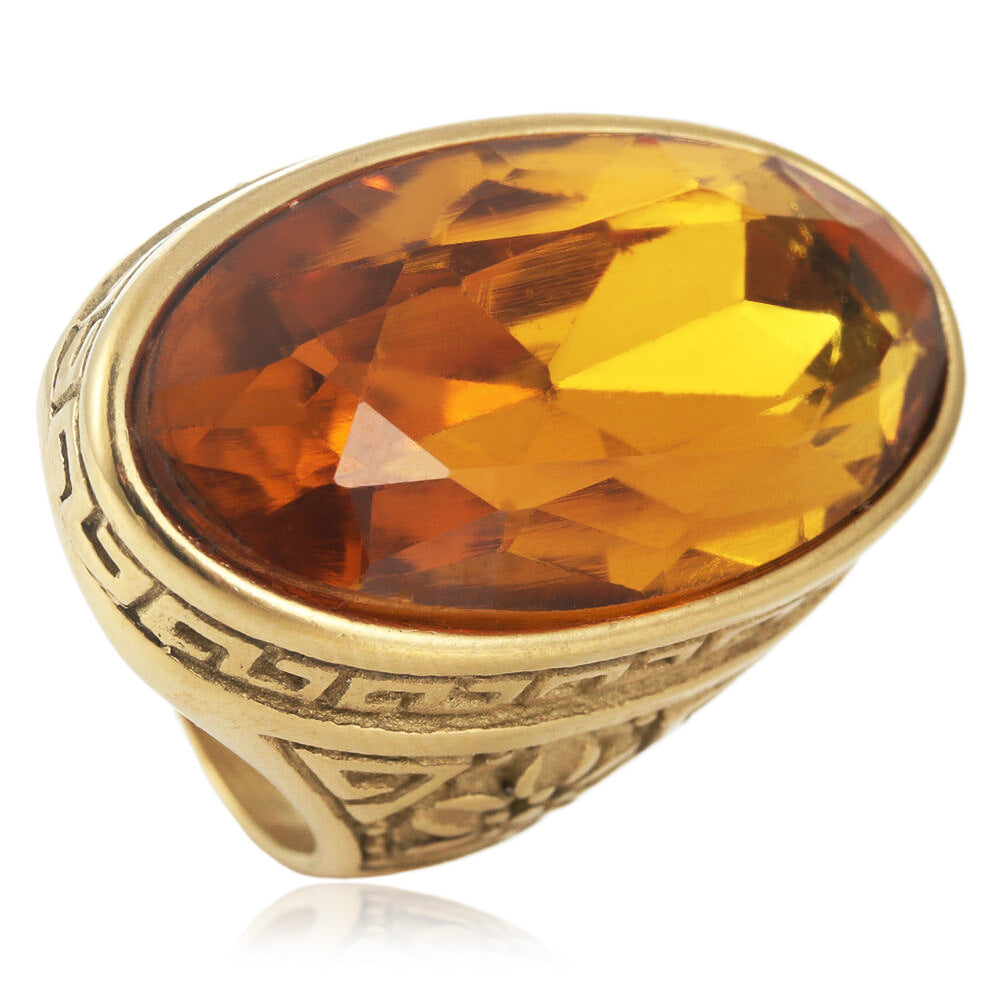 Men's Titanium Steel Oval Stone Retro Trendy Personality Punk Rings