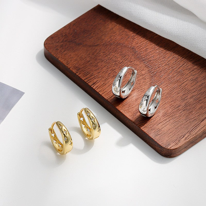 Women's Sterling Sier Zircon Fashion Ear Punk Earrings