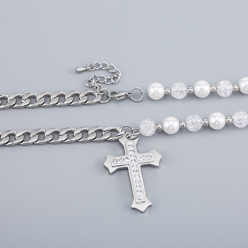 Women's & Men's Punk Titanium Steel Short Stitching Chain Necklaces