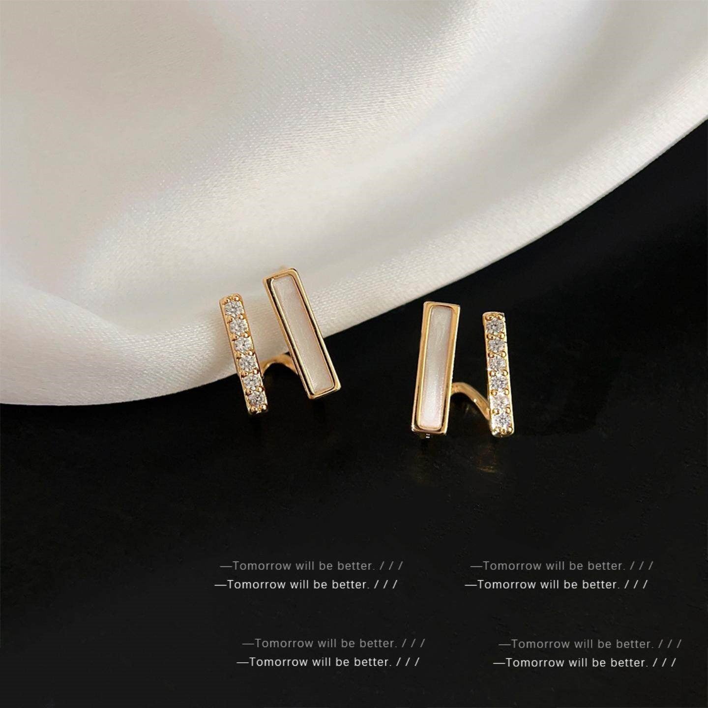 Micro Inlaid Zircon Geometric Niche Affordable Luxury Fashion High-grade Stud Earrings