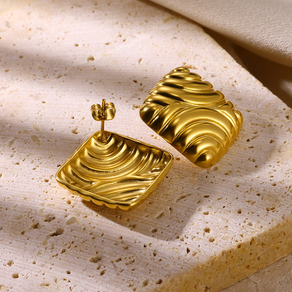 Geometry Pattern Stainless Steel Gold-plated Personality Earrings