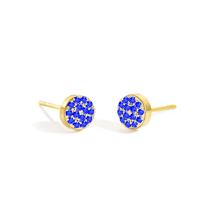 Women's Stainless Steel Petite Round Full Diamond Gold Earrings