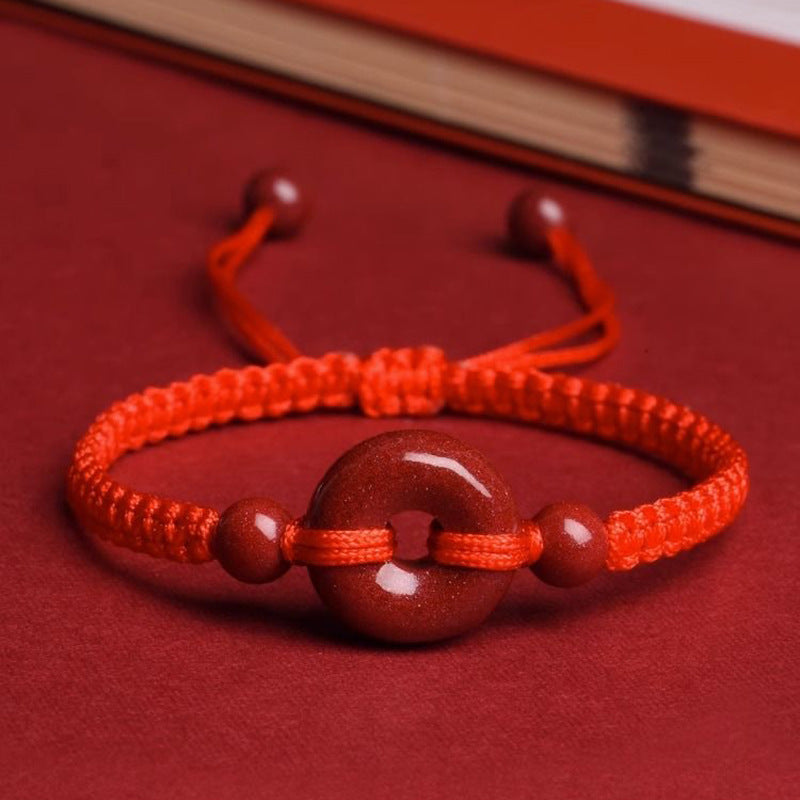 Women's & Men's Cinnabar Red Rope Purple Gold Sand Bracelet