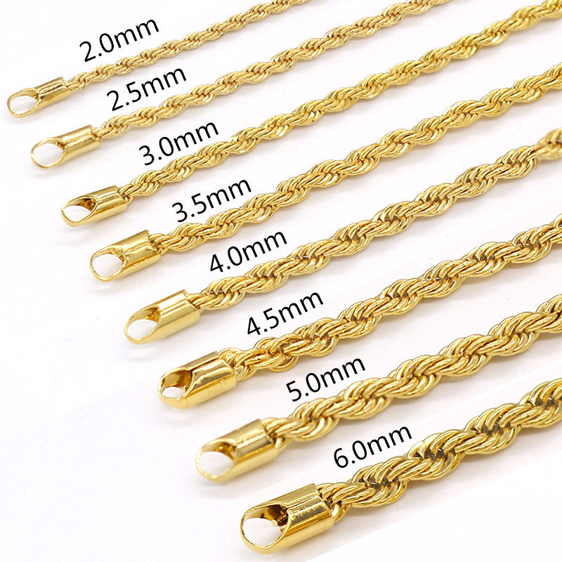 Style Hemp Flowers Chain Vacuum Electroplating Couple Necklaces
