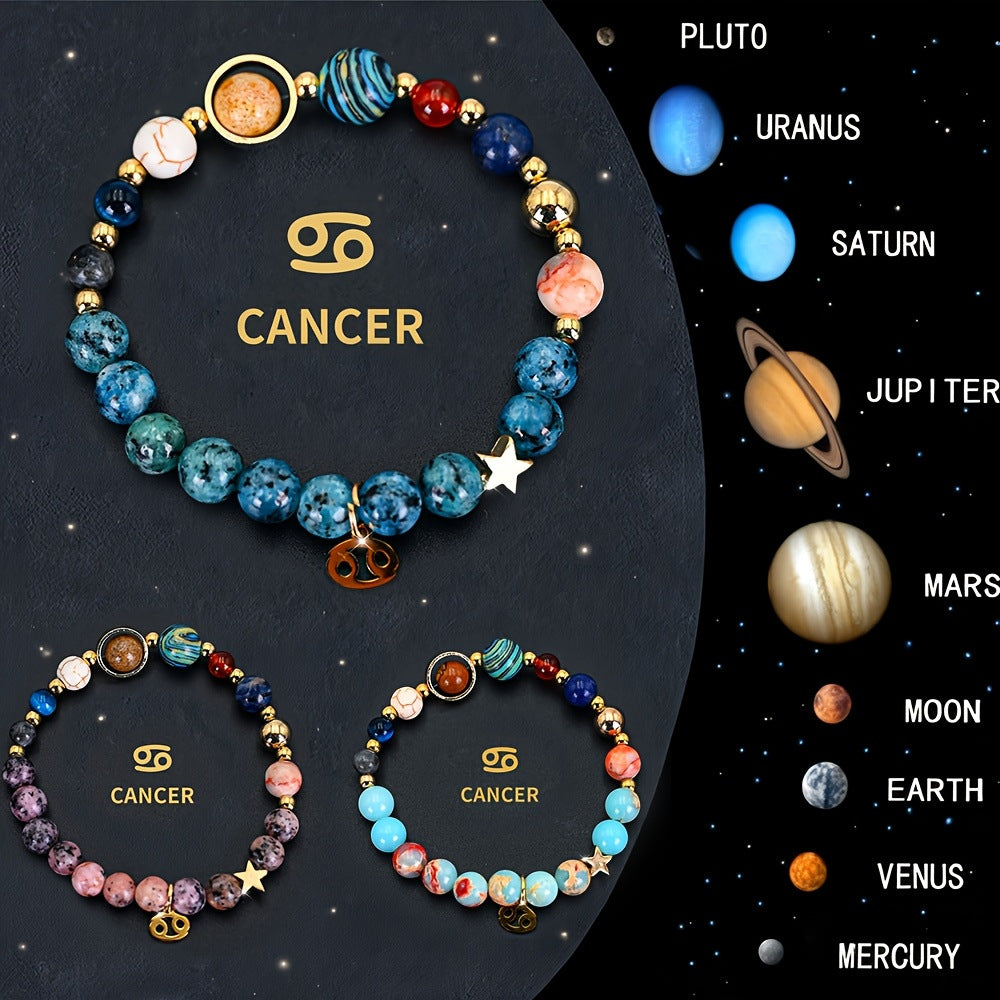 Planets Twee Constellations Natural Stone Blue Black Bracelet