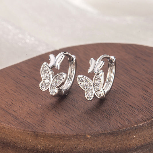 Rhinestone Butterfly Light Luxury High-grade Sense Ear Design Exquisite Small Earrings
