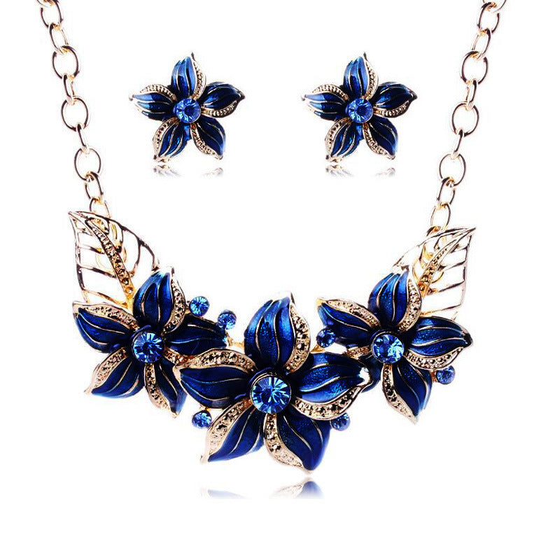 Women's Suite Splendid Diamond Geometric Crystal Flowers Jewelry Set